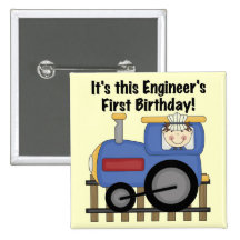 Train Engineer 1st Birthday Tshirts and gifts Pin