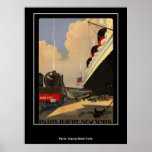 Train from Paris to Havre and New York Poster