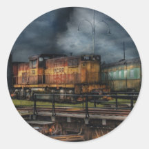 Train - Let's go for a spin Round Stickers