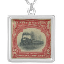 Train Postage Stamp Necklace