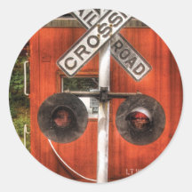 Train - RailRoad Crossing Round Stickers