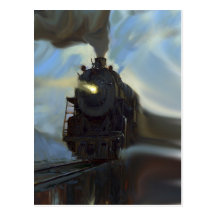 Train reflété carte postale