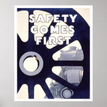 Train Safety First 1937 WPA Poster