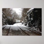Train sur la copie de photo de voie de Milou Posters