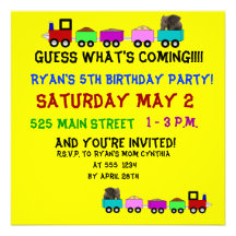 Train themed birthday invitation