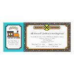 Train Ticket Invite - Teal and Dark Grey