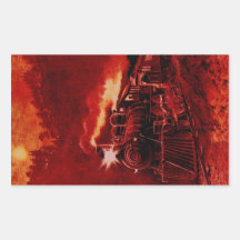 Train victorien magique de machine à vapeur autocollant rectangulaire