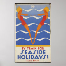 Train Vintage Travel Poster Ad Retro Prints