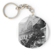 Train Wreck at Montparnasse, railroad disaster Key Chain