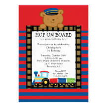 Trains Hop on Board Birthday Invitation
