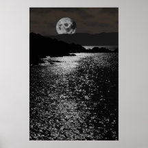 tranquil rocky kerry moonlit night view posters