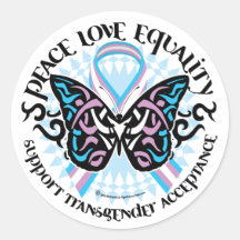 Transgender Butterfly Tribal Round Sticker
