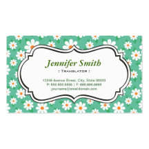 Translator - Elegant Green Daisy Business Card Templates