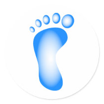 Transparent Blue Foot Round Sticker