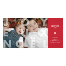 Transparent Joyeux Noel in Red Photo Card