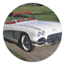 Transportation 077,classic cars,corvette,a classic round stickers