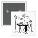 Trap set drummer abstract bw sketch design button