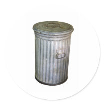 trash bin etiqueta redonda