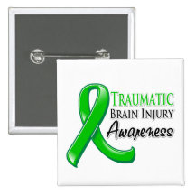 Traumatic Brain Injury Awareness Ribbon Pinback Buttons