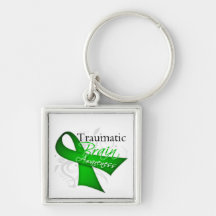 Traumatic Brain Injury Awareness Ribbon Key Chains