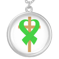 Traumatic Brain Injury Cross Heart Ribbon Necklaces
