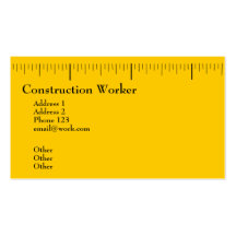 Travailleur de la construction modèles de cartes de visite