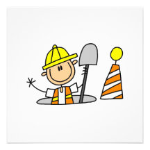 Travailleur de la construction en T-shirts et cade Invitation