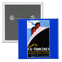 Travel by C and A and Union Lines Pinback Button