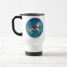 Travel Cup - Red, White & Blue Carousel Horse Mug
