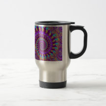 Travel Mug - Crazy Fractal Purple terquoise yellow