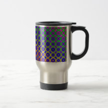Travel Mug - Rainbow Mandala Fractal Pattern