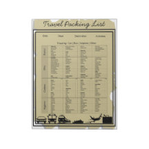 Travel Packing List Notepad