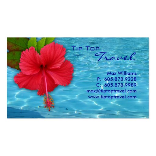 Travel Pool Red Hibiscus Business Card