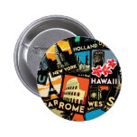 Travel posters retro vintage europe asia usa pinback buttons