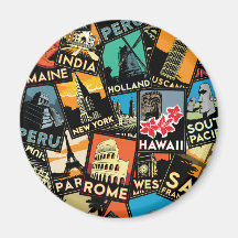 Travel posters retro vintage europe asia usa refrigerator magnet