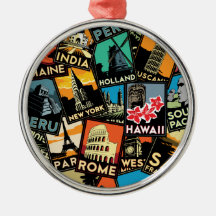 Travel posters retro vintage europe asia usa ornaments