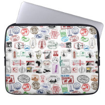 Travel Stamps Pattern Case Sleeve Laptop Computer Sleeve
