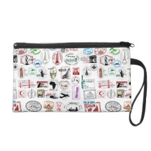 Travel Stamps Wristlet Clutch