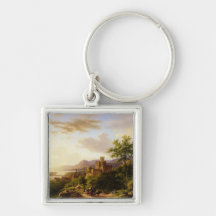 Travellers on a Path in an extensive Rhineland Lan Key Chains