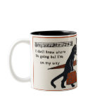 Travelling Black Cat Vintage Postcard Coffee Mug