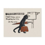 Travelling Black Cat Vintage Style Postcard
