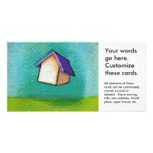 Travelling home flying house fun colourful happy a personalized photo card
