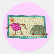 Travelling Turtle Round Stickers