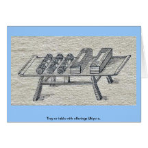 Tray or table with offerings Ukiyo-e. Greeting Cards