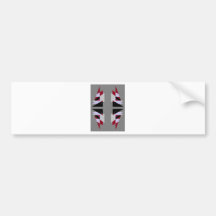 TRE 4 Triangles Abstract Grey Blue Red White Bumper Sticker