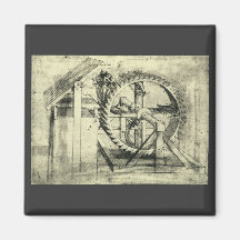 Treadmill Powered Crossbow by Leonardo da Vinci Refrigerator Magnets