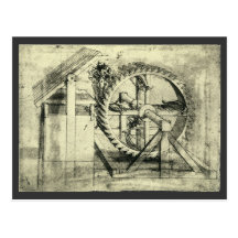 Treadmill Powered Crossbow by Leonardo da Vinci Post Card
