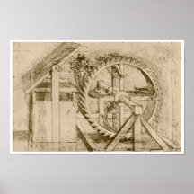 Treadmill Powered Crossbow, Leonardo da Vinci Poster