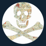 Treasure Map on Skull Sticker