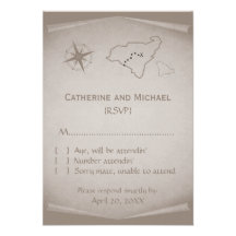 Treasure Map Response Card, Beige Personalized Announcements